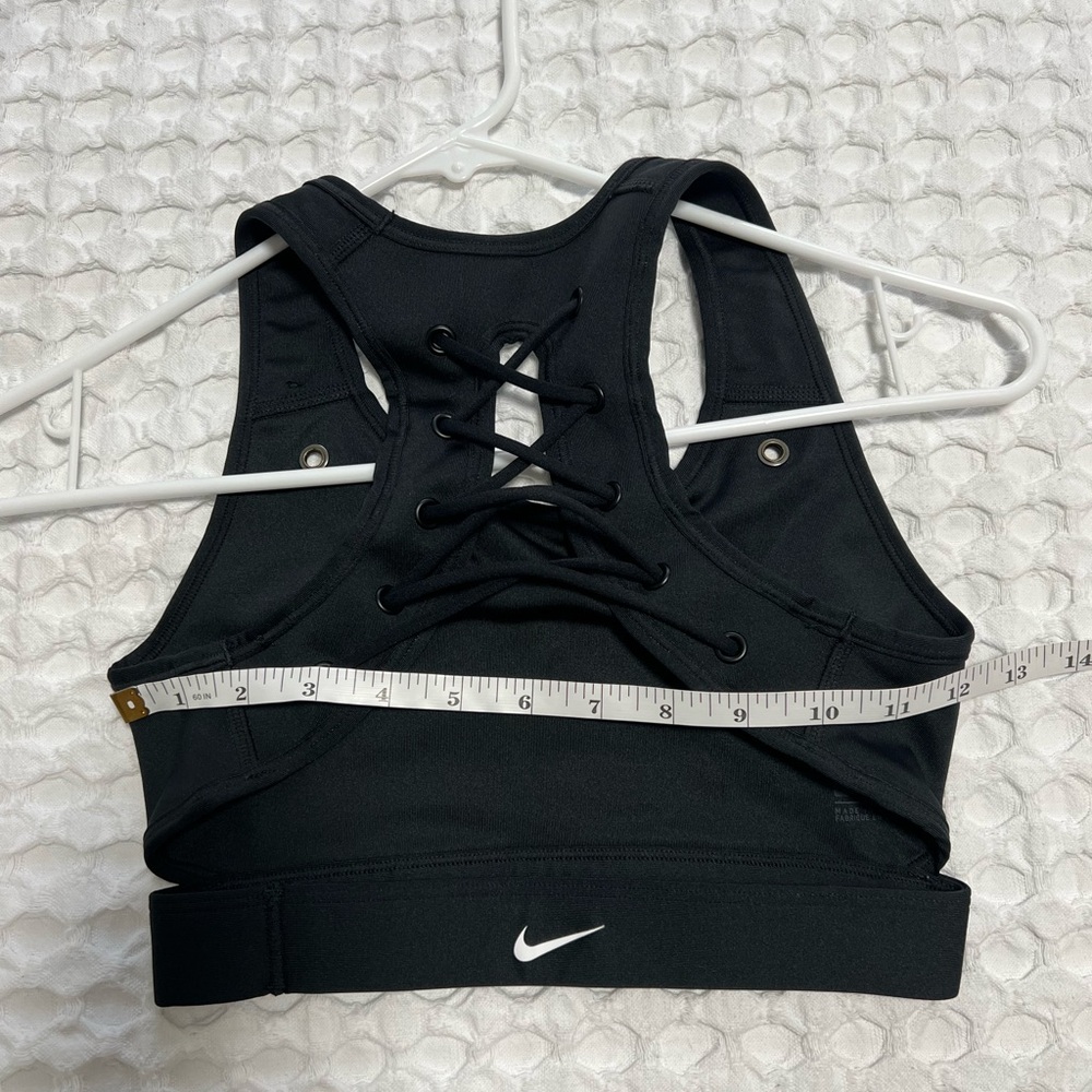 Nike Black Classic Dri-Fit  Lace-Up Back Swoosh Sports Bra - Picture 7 of 8